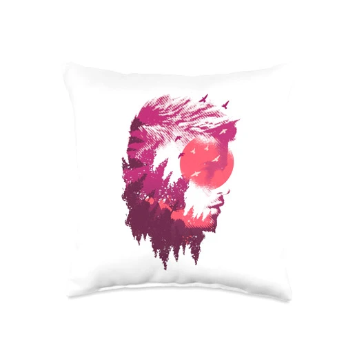 Papagei Tierhalter witzige lustige Sprüche Man with Forest and Birds Art Comic for Men Women Children Throw Pillow, 16x16, Multicolor