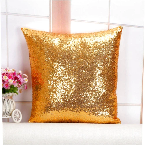 ShinyBeauty Gold Pillow Cover Decorative Throw Pillow Sofa Pillow Covers 12X12-Inches Sequin Pillow Case Shiny Gold Pillow Cover for Home, Couch,Party Decorations Gold Small Pillow Cover
