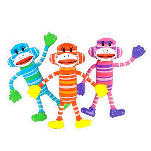 Rhode Island Novelty Bendable Sock Monkey 12-Pack (Assorted Colors)