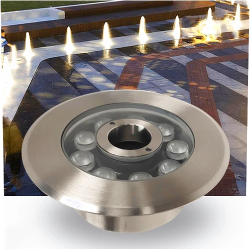 QICBYING LED Ring Underwater Fountain Light - Stainless Steel Park Plaza Fountain Lights, IP68 Waterproof Submersible LED Landscape Spotlights, 12/24V Underwater Pond Light, For Pond Aquarium Pool ( Color : Wa