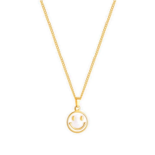 IVY TAILI Smiley Face Necklaces for Girls Gold Smiley Face Cute Necklace for Women Girls, 18K Gold Plated, Adjustable