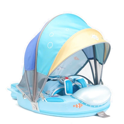 Ultibe Upgread Mambobaby Float with Canopy, Non Inflatable Solid Baby Swim Float, Upgrade Soft Skin-Friendly Fabric Material Infant Pool Float, Smart Swim Trainer for Infant Toddler 3-24 Months