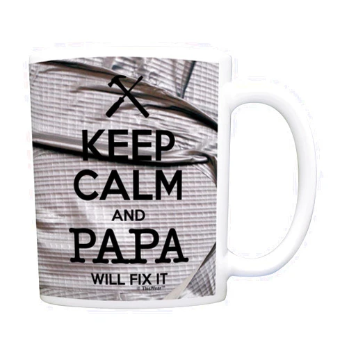 ThisWear Keep Calm and Papa Will Fix It Gift Grandpa Papa 11oz Ceramic Coffee Mug with Handle Simulated Duct Tape