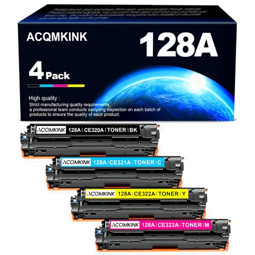 ACQMKINK 128A Toner Cartridges 4 Pack Replacement for HP 128A CE320A CE321A CE322A CE323A Pro Color MFP CM1415fnw; CP1525nw Printer Ink(1BK/1C/1M/1Y)