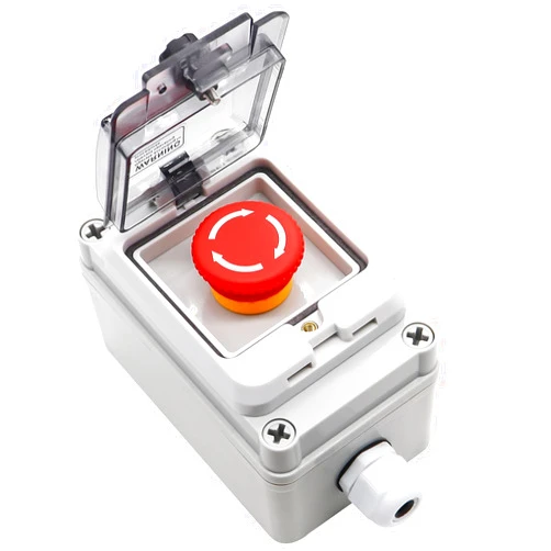 TWTADE / 22mm 2 NC Red Mushroom Latching Emergency Stop Push Button Switch 10A 600V + Outdoor IP67 Waterproof e-Stop Push Button Switch 22mm