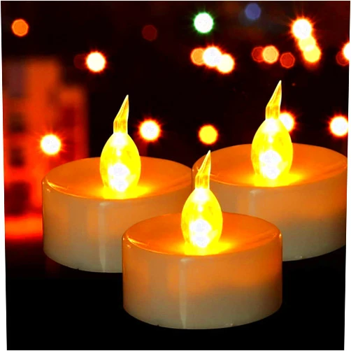 Baikaraer Battery Tea Lights-24 Pack LED Tea Lights Candles Realistic and Bright Flickering Holiday Gift Operated Flameless LED Tea Light for Seasonal & Festival Celebration Warm Yellow Lamp Battery Powered