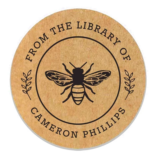 Port of Reverie Honey Bee From the Library of Stickers, Set of 90 stickers 1.5 inch round, Kraft Stickers, (SETF22:31)