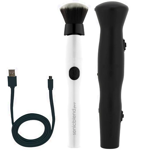 Michael Todd Beauty Sonicblend Pro Makeup Brush – Rechargeable – For Liquid, Cream, and Powder Based Make Up – For All Skin Types White