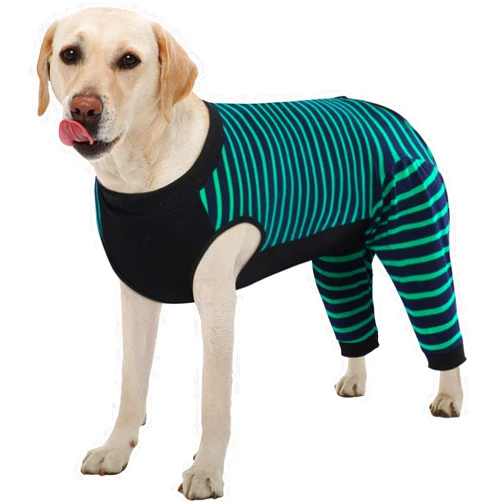 Kuoser Dog Recovery Suit, Anti Licking Dog Rear Leg Sleeve, Abdominal Dog Surgical Suit with Pants Cover Protect Wounds, Dog Elbow Protector Soft Dog Surgery Onesie Cone Alternative, Green XL