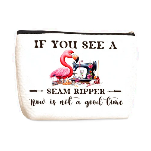 Jealance Funny Flamingo Gifts Sewing Accessories Cosmetic Bag Humorous Sewing Gifts Makeup Organizer Bag Quilting Gift Christmas Birthday Appreciation Gift Toiletry Bags for Mother Aunt Sister