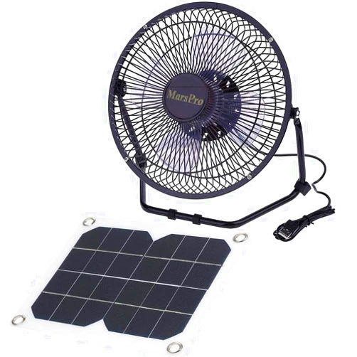 MarsPro Solar Ventilator 5.2W USB Solar Panel Powered Portable Fan for Cooling Ventilation Outdoor Home Travelling Chicken House Car Ventilation System 8 Inch