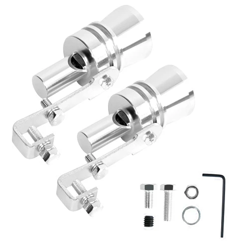 Rothergli Turbo Whistle-Turbo Sound，Turbo Sound Whistle Exhaust Muffler，Car Turbo Sound Whistle，Turbo Exhaust Whistle，Exhaust Whistle(XL-2PCS) (Silver)