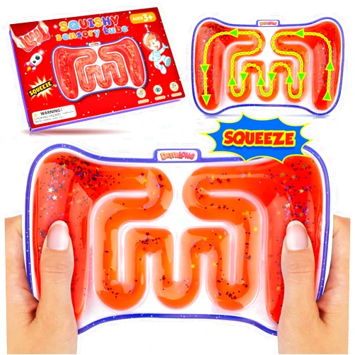 Demilong Autism Squishy Sensory Toys for Kids - Fidget Toy Sensory Tube Filled with Colorful Goo, Glitter, Squeeze Toys for Autistic Children, Calming Toys for Kids with Autism - Classroom Prizes