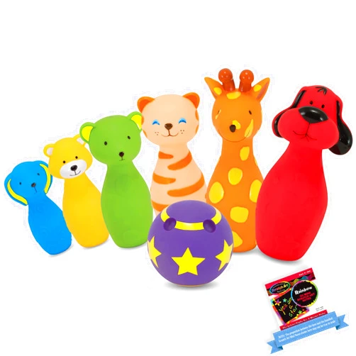 Melissa & Doug﻿ Bowling Friends: P r e s c h o o l Playset Bundle with 1 Theme Compatible M&D Scratch Fun Mini-Pad (09160)