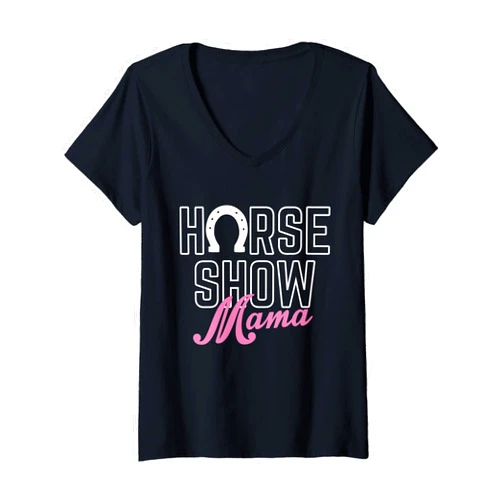 USA Bulle Pferd Western Hobby Beruf Reiten Stier Womens Horse Show Mama Mother's Day V-Neck T-Shirt