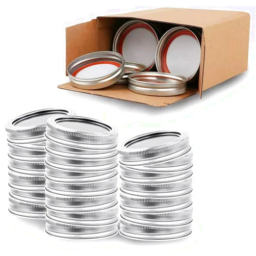 M MACIBOI 100 Pcs Premium Regular Mason Jar Lids and Bands Set Split-type Canning Lids for Jars, Kerr Jars Lids, Leak Proof Food Grade Material, 100% Fit & Airtight for Regular Mouth (70mm, Silver)