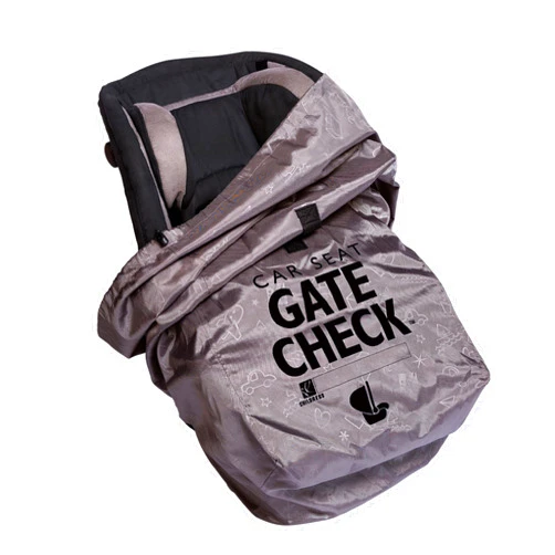 J.L. Childress DELUXE Gate Check Bag for Car Seats - Padded Backpack Straps - Fits ALL Car Seats - Gate Check Bag with Backpack Straps for Car Seats - Car Seat BackPack for Air Travel - Grey