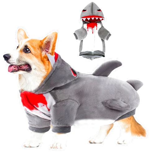 Coppthinktu Shark Dog Costume Dog Coat Dog Winter Coat Jacket for Small Medium Dogs, Dog Pet Costumes Dog Christmas Cosplay Clothes Hoodie Apparel, Funny Dog Costumes Cats Dog Outfit for Birthday Party