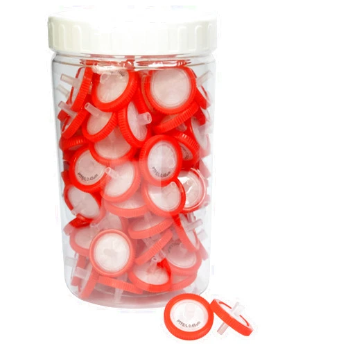 Labfil Syringe Filters PTFE Hydrophilic Filtration 0.45um Micron Pore Size 25mm Membrane Diameter Lab PTFE Membrane Disc Non-Sterile by Labfil, Pack of 100