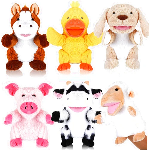 Liliful 6 Pieces Animal Hand Puppets Kids Hand Puppets with Working Mouth Animal Puppets Toddler Animal Plush Toy for Show Theater Birthday Easter Basket Stuffers(Farm Animal)