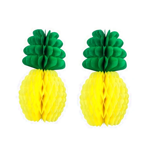 Wgudzpj 2 Pcs 8 Inch Pineapple Decorations for Tropical Flamingo Party Summer Hawaiian Luau Party Pineapple Honeycomb Tissue Centerpieces Hanging Decorations