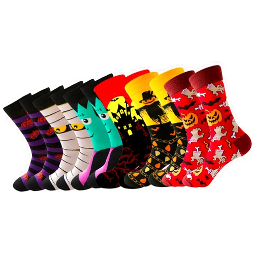 GZLXS Halloween Socks,horror socks,Men Women's Novelty Crazy Halloween Crew Socks Colorful Pumpkin Casual Patterned Sock.