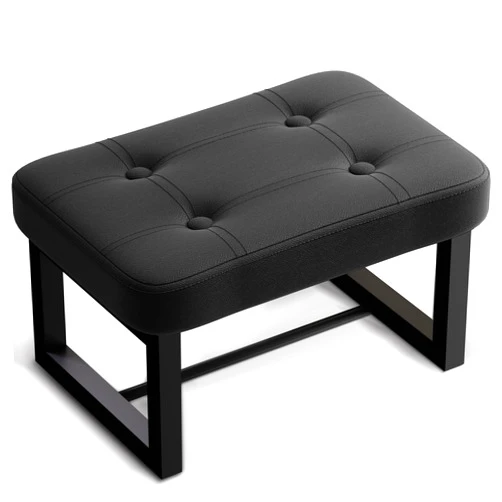 ITsst Small Ottoman，Foot Rest Stool,Leather Step Stool for Under Desk,Rectangular Shoe Seat for Living Room, Bedroom and Kitchen, Couch, Entryway(Black)