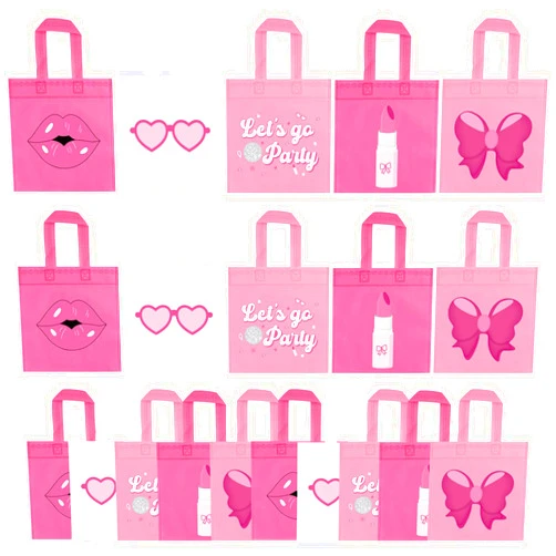 FHzytg 20Pcs Pink Girl Party Favor Bags, Hot Pink Princess Party Candy Bags Gift Bags Pink Theme Party Treat Goodie Bags for Pink Princess Birthday Baby Shower Bachelorette Party Decoration