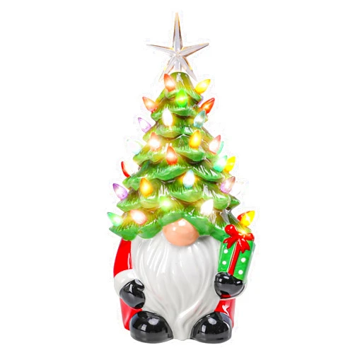 Yinns Ceramic Christmas Tree Light Up, Christmas Tree with LED Lights, Tabletop Decor for Xmas Decoration Indoor Home Party Supplies,12 Inch Christmas Tree Gnomes