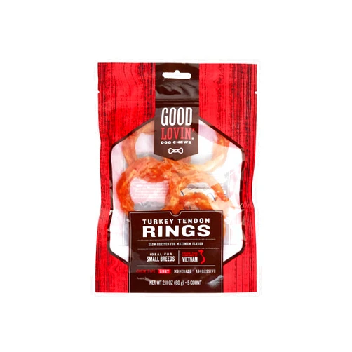 Good Lovin' Turkey Tendon Rings Dog Chews 2.11 oz. Count of 5