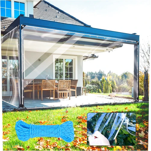 Sinessy Clear Tarp 3x6ft Clear Tarps Heavy Duty Water Resistant,14Mil Thickened Transparent Tear Resistant PVC Vinyl Tarpaulin Enclosurewith Grommets and Reinforced Edges for Patio,Porch and Outdoor