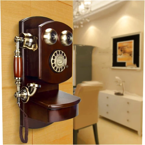 Vijian Ancient Rotary Telephone, Wall-Mounted Retro Phone Vintage Corded Dial Phone, Home Wall Decor Phone with Hidden Drawers