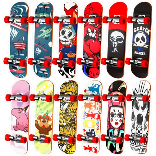 HOMETALL Finger Skateboards for Kids Set of 12, Mini Skateboard Fingerboards 12 Pieces Finger Toys Pack, Gifts for Kids Children Finger Skater