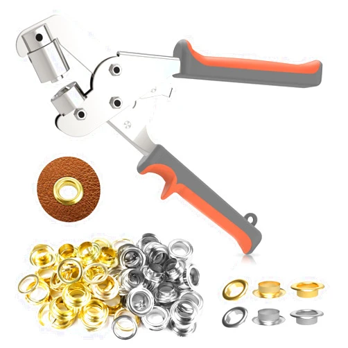NEU MASTER Grommet Kit NEU MASTER, Grommet Tool Kit 3/8 Inch Grommets Eyelet Plier Set with 500pcs Eyelets, Handheld Eyelet Kit Hole Punch Pliers Grommet Press Kits for Fabric Tarps Leather (10mm Grommets)