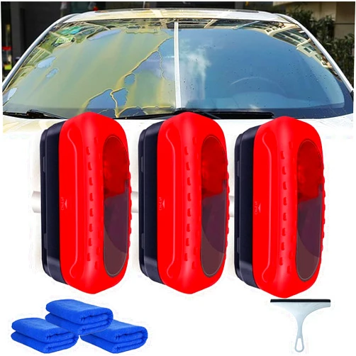 Generic Automotive Oil Film Cleaning Brush, Seedhubdok Glass Cleaning Board, Wemas Glass Cleaning Board, Improves Clarity and Visibility, Hydrophobic Glass Coating for Windshield (3PCS)