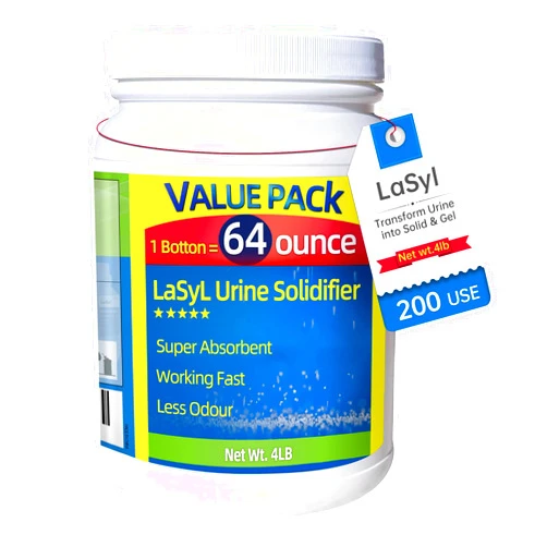 LaSyL Super Absorbent Powder - 50/100/200 use, Solidify & Gel Urine in 1 Min, Deodorizer - Easy to Port Waste Liquid - for Camping Portable Toilet, Urinals, Bedside Commodes, Pet Potty etc