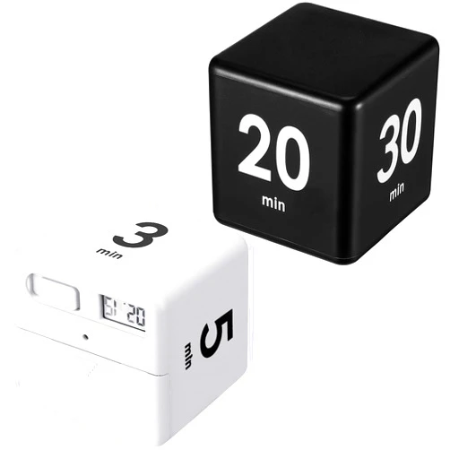 Weewooday 2 Pieces Cube Timers Gravity Sensor Flip Kids Workout and Game Timer Management, 1 3 5 10 Minutes and 15 20 30 60 Minutes (White，Black)