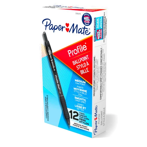 Paper Mate Ballpoint Pen Profile Retractable Pen Medium Point (1.0mm) Black 12 Count
