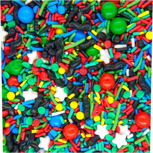 BakeBright Super Mario Sprinkles - Edible Super Mario Birthday Decorations for Vibrant Cake Cupcake Toppers Mario Luigi Toad Themed Celebrations Star & Mustache Sprinkles, Made in USA