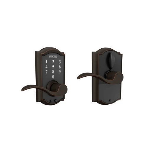 Schlage FE695 CAM 716 ACC Touch Camelot Lock with Accent Lever, Electronic Keyless Entry Lock, Aged Bronze