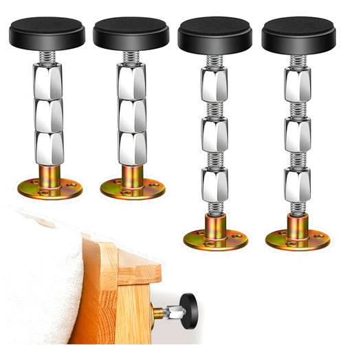 Krisler Adjustable Threaded Bed Frame Anti-Shake Tool, Headboard Stoppers, Bedside Anti Shake Tool for Beds Cabinets Sofas, 4PCS(27-114mm)