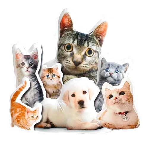 SINUOLIN Custom Pillows with Picture, Personalized Dog/Cat/Animal/Pet/Pillow Face Pictures Shaped Pillow, Customizable Pillow Funny Throw Pillows with Photo Animal Pillow Memorial Gifts Cotton Filling