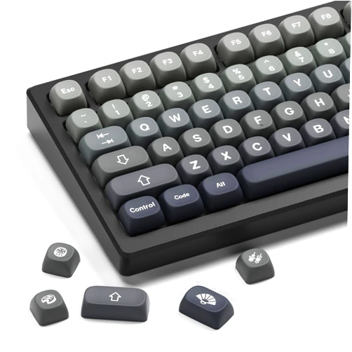 HITIME XVX PBT Keycaps-MOA Keycaps, Custom Keyboard Keycaps 60 65 75 100 Percent, 5 Side Dye Sublimation Keycaps, 132 Keys Keycaps Set for Cherry Gateron MX Switches Keyboards, Gradient Gray