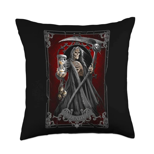 Spiral Original-Death Tarot-Gothic Reaper Throw Pillow, 18x18, Multicolor