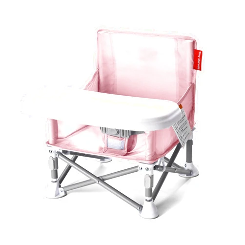 Tiny Marvels Portable 3-in-1 Baby Booster Seat – Cozy Floor Seat, Feeding Seat with Tray, Toddler Booster – Compact, Foldable, Safe with Child Safety Belt Carry Bag – Perfect for Travel & Family Time (Pink)