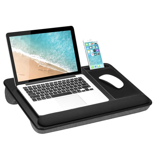 LapGear Home Office Pro Lap Desk with Wrist Rest, Mouse Pad, and Phone Holder - Black Carbon - Fits Up To 15.6 Inch Laptops - style No. 91598