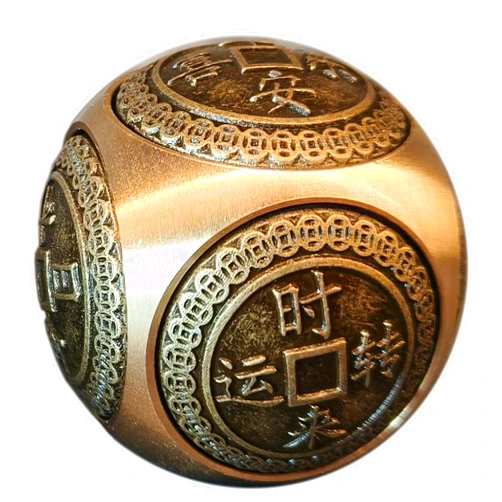 Briskfeel Brass Lucky Ball 6 Sides Rotatable Feng Shui Ornament Wealth Statue Treasure Ball Fengshui Sculpture Chinese Traditional Home Decor (F1 Lucky Ball)