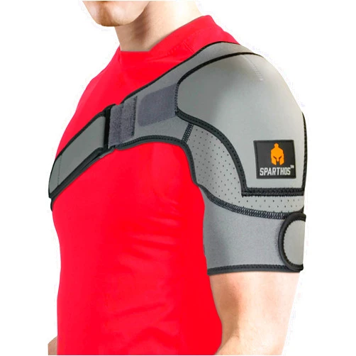 Sparthos Shoulder Brace - Support and Compression Sleeve for Torn Rotator Cuff, AC Joint Pain Relief - Arm Immobilizer Wrap, Ice Pack Pocket, Stability Strap, Dislocated Sholder - for Men and Women