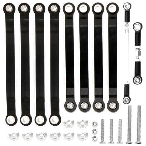 Vgoohobby Metal Adjustable Turnbuckles Camber Links Pull Rod Steering Servo Linkages & Chassis Pull Rods Link Suspension Tie Rod Compatible with MN Model D90 99S MN90 1/12 RC Crawler Car (Black)