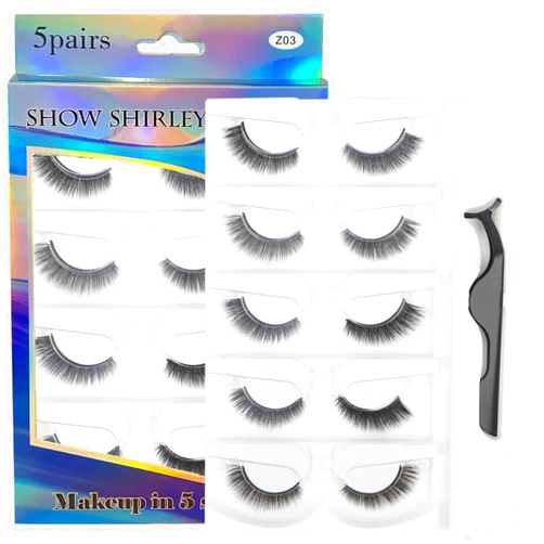 Onewly 5Pairs Reusable Self Adhesive Eyelashes, Eyelashes Natural Look and No Glue or Eyeliner Needed, False Lashes 2 Secs to Put on, Gift for Women (5Pair-03)